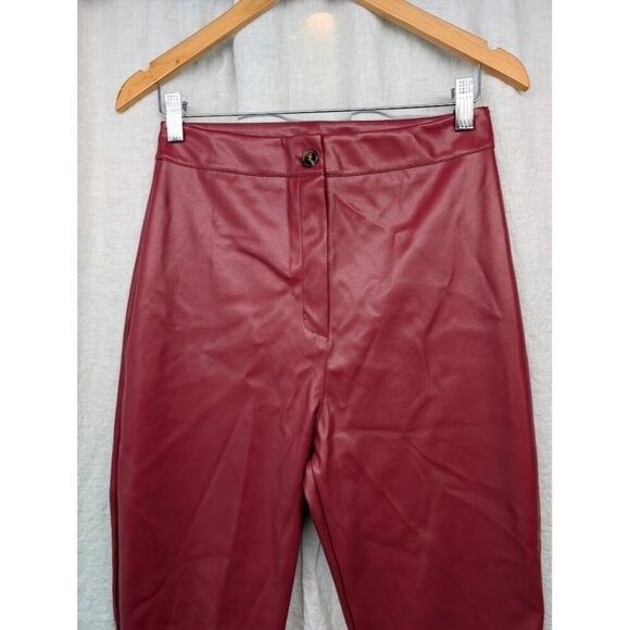 Boohoo women's size 6 high rise red pleather bell bottoms flare pants cosplay G1 - Picture 3 of 12